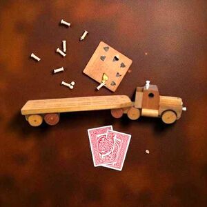 Vintage Solid Wood Truck & Trailer Cribbage Board
